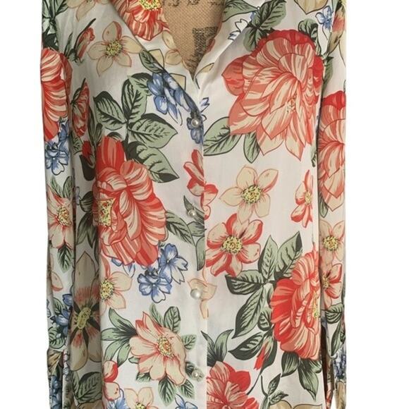 Jeuvre Blouse Floral Career Business Size Large - Picture 3 of 4